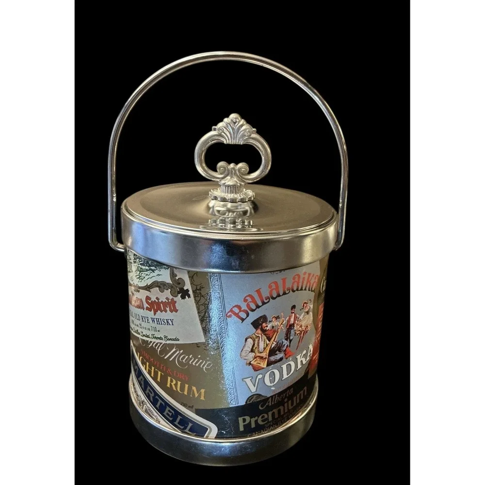 Vintage Ice Bucket 1970's Canadian Spirit Martell Carrington Bar Whiskey Promo‎